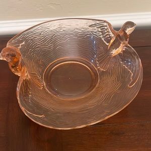 Pink Depression GlassSwan Handle Trinket/Candy Dish